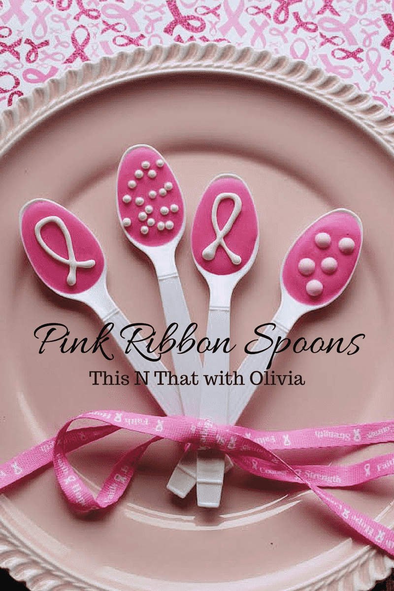 Pink Ribbon White Chocolate Spoons