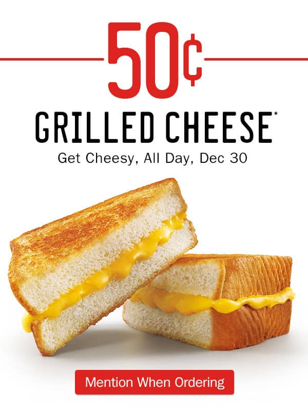 50¢ Grilled Cheese at Sonic on 12/30