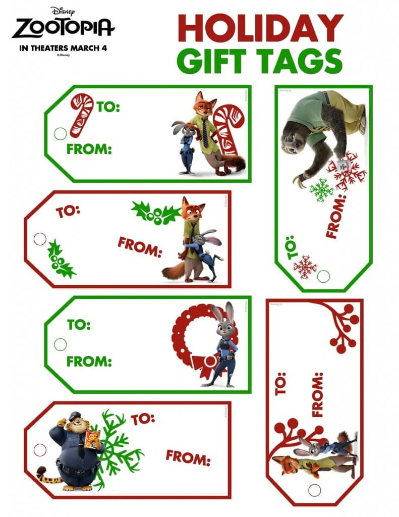 Zootopia Holiday Gift Tags #Zootopia