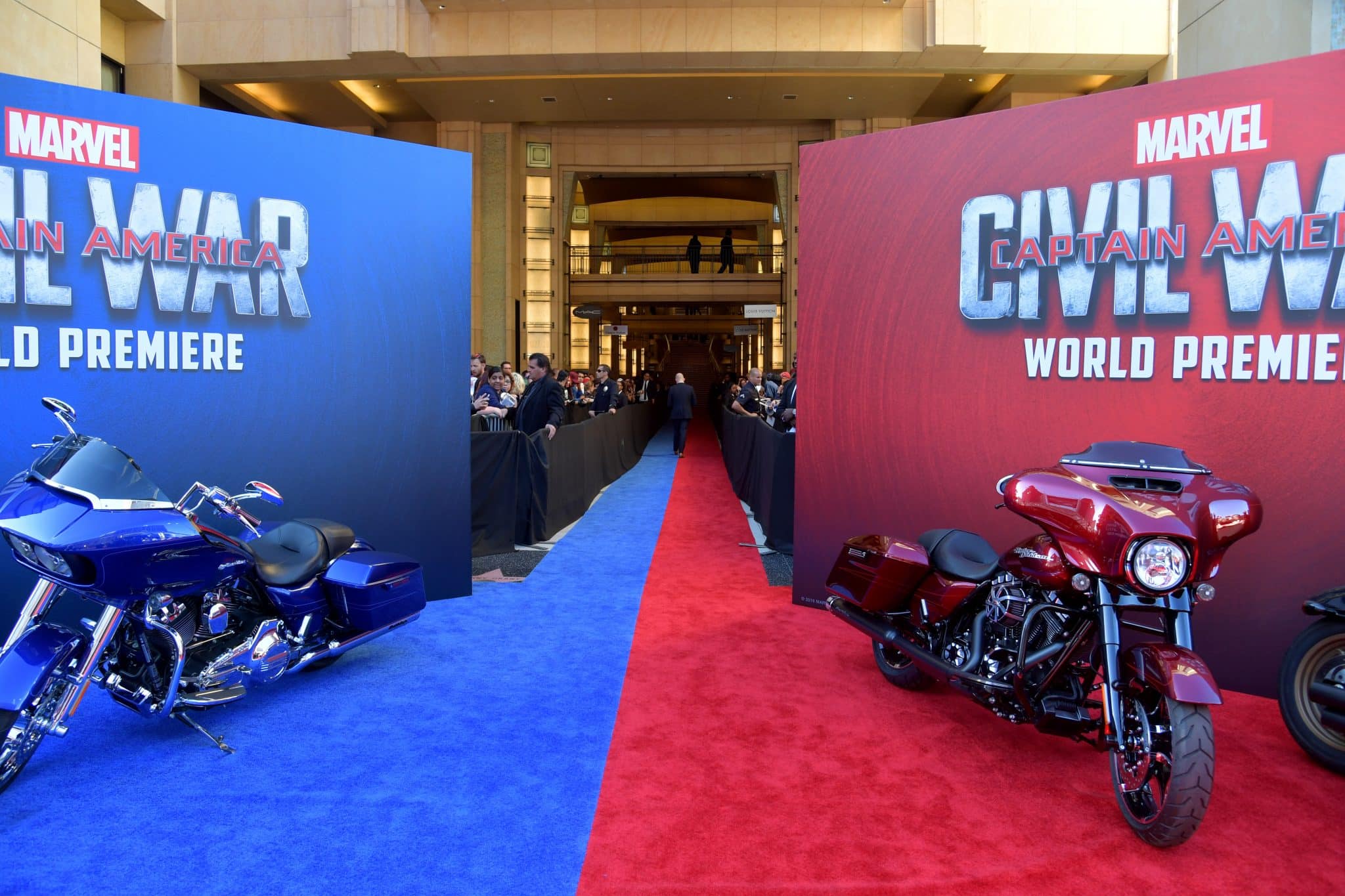 HOLLYWOOD, CALIFORNIA - APRIL 12: Signage and displays are seen during The World Premiere of Marvel's "Captain America: Civil War" at Dolby Theatre on April 12, 2016 in Los Angeles, California. (Photo by Lester Cohen/Getty Images for Disney)