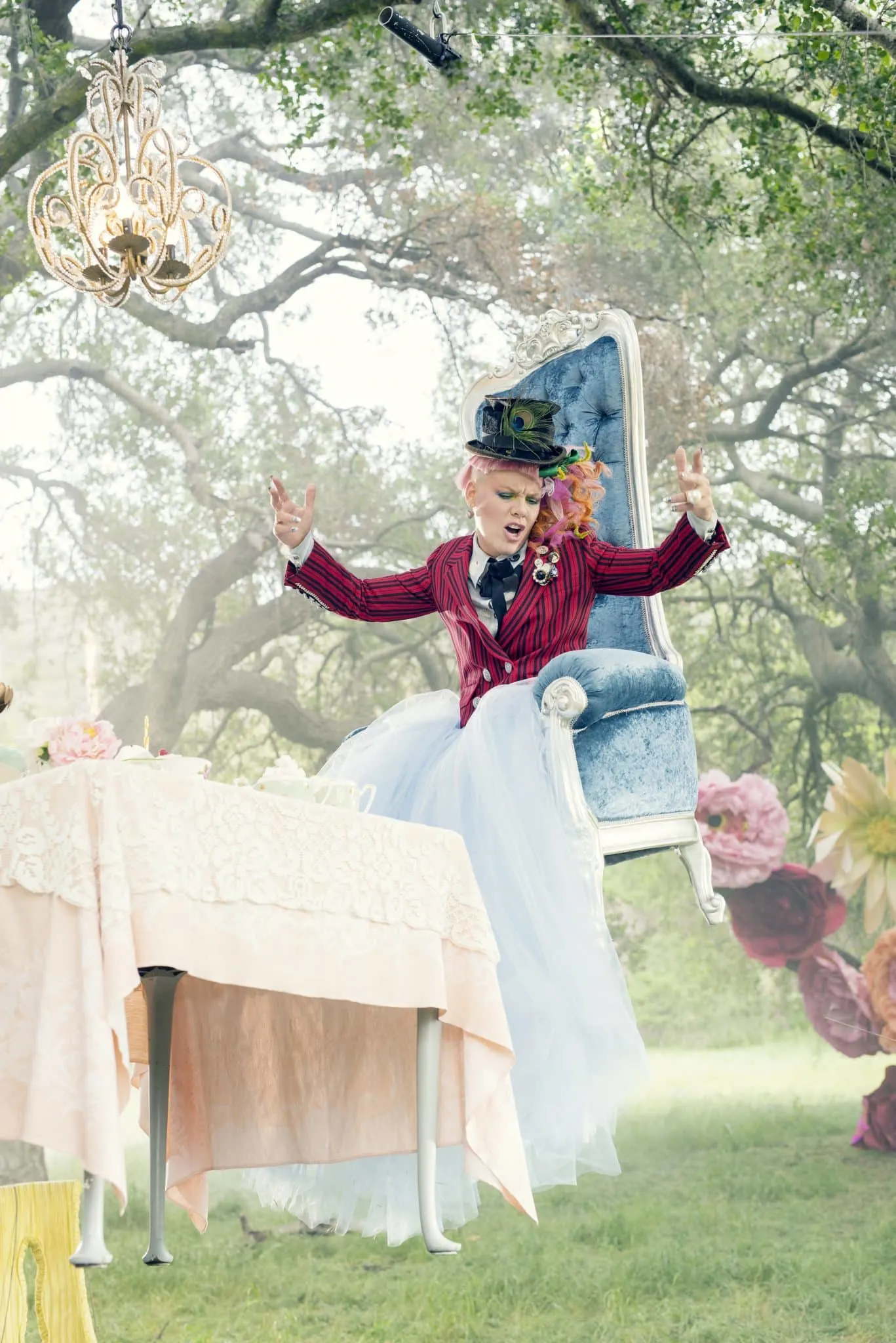 International pop icon Pink from the music video for her new hit, JUST LIKE FIRE, which is featured in Disney's ALICE THROUGH THE LOOKING GLASS, the all-new adventure featuring the unforgettable characters from Lewis Carroll's beloved stories.