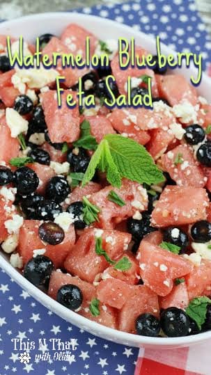 Watermelon Blueberry Feta Salad | ThisNThatwithOlivia.com
