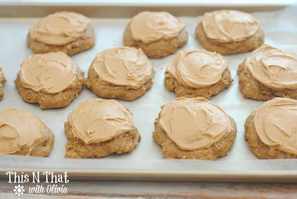 Apple Spice Cookies with Caramel Apple Frosting | ThisNThatwithOlivia.com