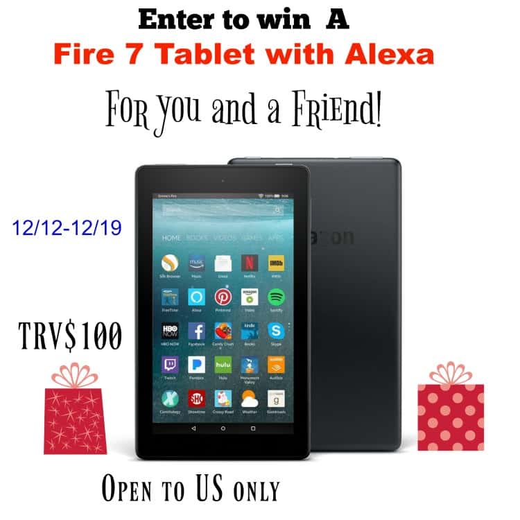 Enter to win TWO Amazon Fire 7 Tablets with Alexa!! 
