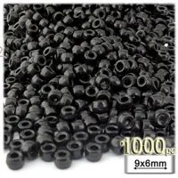 The Crafts Outlet 1000-Piece Plastic Round Opaque Pony Beads, 9 by 6mm, Black