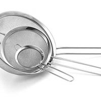 Fine Mesh Stainless Steel Strainer Set of 3 - Large, Medium & Small Size - Ideal to Strain Pasta Noodles, Quinoa, Cocktails, Tea, Sift & Sieve Flour & Powdered Sugar - Free EBook