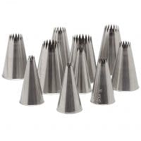 Ateco 870 - 10 Piece French Star Tube Set, Stainless Steel Pastry Tips, Sizes 0 - 9