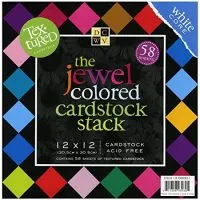DCWV Cardstock Stack, Textured Jewel Colored, 58 Sheets, 12 x 12 inches