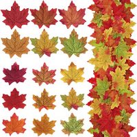 Supla 375 Pcs 2 Sizes 9 Colors Silk Artificial Autumn Maple Leaves Fake Fall Leaves Bulk Fall Foliage for Thanksgiving Table Decorations Fall Wedding Party Birthday Baby Shower